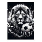 Tablomega Siyah Beyaz Aslan Ve Futbol Modern Ahşap Tablo 35cm X50cm