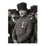 Tablomega Siyah Beyaz Atatürk Hediyelik Ahşap Tablo 25cmx 35cm