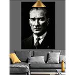 Tablomega Siyah Beyaz Mustafa Kemal Atatürk Fotoğrafı Dekoratif Kanvas - Mdf Ahşap Tablo