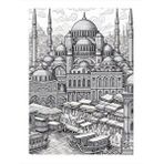 Tablomega Siyah Beyaz Tarihi Cami Desenli Ahşap Tablo 35cm X50cm