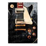 Tablomega Siyah Les Paul Elektro Gitar Dekoratif Ahşap Tablo 25cmx 35cm