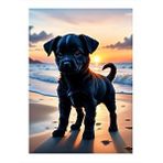 Tablomega Siyah Yavru Köpek Modern Ahşap Tablo 25cmx 35cm