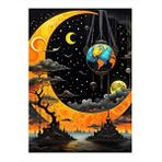 Tablomega Soyut Gezegenler Dekoratif Ahşap Tablo 35cm X50cm