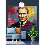 Tablomega Soyut Renkli Atatürk Portresi Dekoratif Kanvas - Mdf Ahşap Tablo