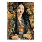 Tablomega Soyut Renkli Fon Japon Kız Hediyelik Ahşap Tablo 35cm X50cm
