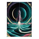 Tablomega Soyut Uzay Mekiği Roket Dekoratif Ahşap Tablo 25cmx 35cm