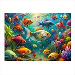 Tablomega Sudaki Balıklar Hediyelik Ahşap Tablo 25cmx 35cm