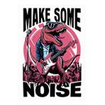 Tablomega T-rex Elektro Gitar Çalıyor Dekoratif Ahşap Tablo 25cmx 35cm