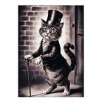 Tablomega Takım Elbiseli Kedi Ve Bastonu Desenli Ahşap Tablo 25cmx 35cm