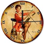 Tablomega Testere İle Müzik Yapan Çekici Kadın Desenli 30x30 cm Duvar Saati