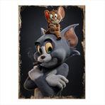 Tablomega Tom ve Jerry 50x50 cm Duvar Saati