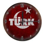 Tablomega Türk Yazı Bayrak Sessiz 50x50 cm Duvar Saati