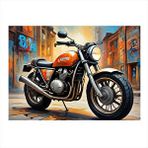 Tablomega Turuncu Chopper Motosiklet Hediyelik Ahşap Tablo 35cm X50cm