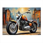 Tablomega Turuncu Chopper Motosiklet Model Ahşap Tablo 25cmx 35cm