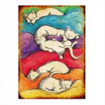 Tablomega Uyuyan Kediler Ahşap Tablo