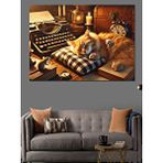 Tablomega Vintage Saatler Ve Kedi Dekoratif Kanvas - Mdf Ahşap Tablo