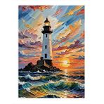 Tablomega Yağlı Boya Deniz Feneri Desenli Ahşap Tablo 25cmx 35cm