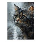 Tablomega Yağmur Ve Kedi Modern Ahşap Tablo 35cm X50cm