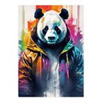 Tablomega Yağmurluk Giymiş Panda Modern Ahşap Tablo 25cmx 35cm