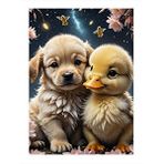 Tablomega Yavru Köpek Ve Ördek Desenli Ahşap Tablo 25cmx 35cm