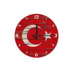 Tablomega Zeminde Dalgalı Türk Bayrağı Desenli 30x30 cm Duvar Saati