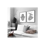 Tablomtr Metal Çerçeveli Gerçek Camlı Tablo Semazen 2'li Set 50 x 70 Siyah