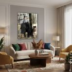 Tablonhazır Dikey Cam Tablo Salon Duvar Tablosu Dikey Cam Ataturk ve Kurt Yeni Ev Hediyesi Ofis Tablosu - 50x70