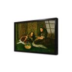 Tablosan Akvaryum Başındaki Kızlar Çerçeveli Cam Tablo 60X90 Cm Cb13283