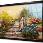 Tablosan Arnavut Kaldırımda Çiçekler Çerçeveli Cam Tablo 60x90 cm