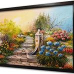 Tablosan Arnavut Kaldırımda Çiçekler Çerçeveli Mdf Tablo