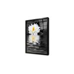 Tablosan Beyaz Çiçeğin Suya Yansıması Çerçeveli Cam Tablo 20X30 Cm Ca03218