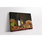 Tablosan Beyaz Şarap Ekmek Ve Üzüm Kanvas Tablo 75 X 100 Cm Ka03583