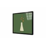 Tablosan Beyaz Vazoda Çiçek Çerçeveli Cam Tablo 30X30 Cm Cb33130