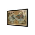 Tablosan Eski Dünya Haritası Çerçeveli Cam Tablo 20X20 Cm Ca12047