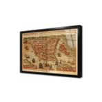 Tablosan Eski Dünya Haritası Çerçeveli Cam Tablo 30X40 Cm Ca12034