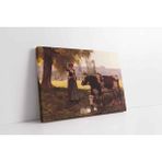 Tablosan Genç Kız Ve İnekleri Kanvas Tablo 100 X 150 Cm Kb02305