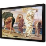 Tablosan Kumsalda Kabuk Toplayan Kadınlar Çerçeveli Cam Tablo 50x70 cm