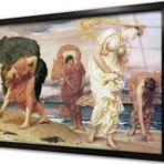 Tablosan Kumsalda Kabuk Toplayan Kadınlar Çerçeveli Cam Tablo 60x90 cm