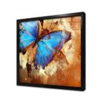 Tablosan Mavi Kanatlı Kelebek Çerçeveli Cam Tablo 40X40 Cm Cb15098