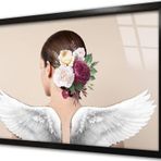 Tablosan Melek Kanatlı Kadın Çerçeveli Cam Tablo