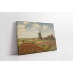 Tablosan Rijnsburg Yel Değirmeni İle Lale Tarlası Claude Monet Kanvas Tablo 40 X 50 Cm Kb22069