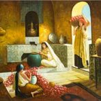Tablosan Saray Mutfağı Soğan Soyan Üç Kadın Kanvas Tablo 30x40 cm Kb21016 30x40 cm