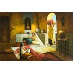 Tablosan Saray Mutfağı Soğan Soyan Üç Kadın Kanvas Tablo 80x120 cm Kb21016 80x120 cm