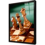 Tablosan Satranç Taşları Çerçeveli Cam Tablo 30x40 cm