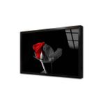 Tablosan Siyah Fonda Kırmızı Gül Çerçeveli Cam Tablo 50X70 Cm Ca03215