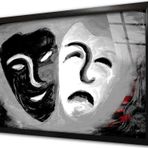 Tablosan Siyah Ve Beyaz Maske Çerçeveli Cam Tablo