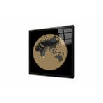 Tablosan Soyut Detaylı Dünya Küre Çerçeveli Cam Tablo 40X40 Cm Cb33271