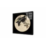 Tablosan Soyut Detaylı Dünya Küre Çerçeveli Cam Tablo 60X60 Cm Cb33272