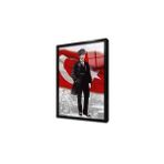 Tablosan Türk Bayrağı Önünde Atatürk Çerçeveli Cam Tablo 20X30 Cm Ca02126