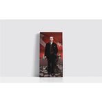 Tablosan Türk Bayrağı Önünde Atatürk Çerçeveli Mdf Tablo 20x40 cm